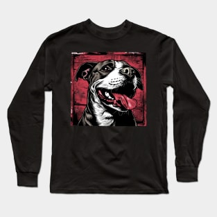 Retro Art American Pit Bull Terrier Dog Lover Long Sleeve T-Shirt